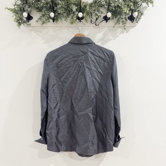La Fayette 148 100% Silk Circle Geometric Button Down Blouse Small Cp - Picture 4 of 5
